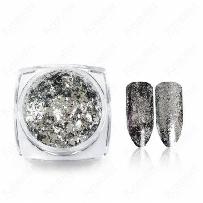 Зеркальная втирка мелкие хлопья silver Зеркальная втирка мелкие хлопья silver